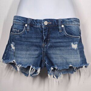 Blank NYC Distressed Frayed Denim Cutoff Shorts Little Queenie Blue Size 25